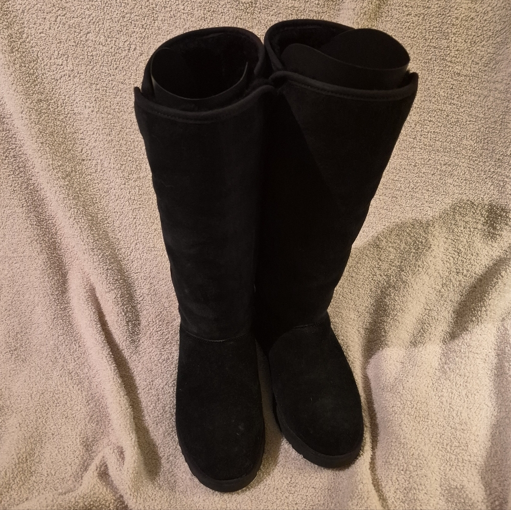 UGG Black Tall Suede Winter Boots Size 7.5 | Plush Lined | Classic Warm